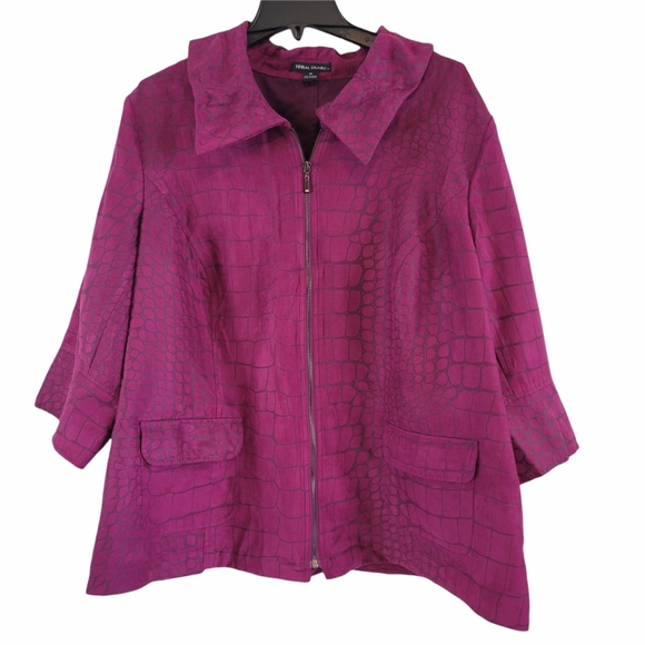 Tribal Jackets & Blazers - NWT TRIBAL STUDIO FULL ZIP JACKET SNAKESKIN PRINT COLOR FUSHIA PLUS SIZE 3X